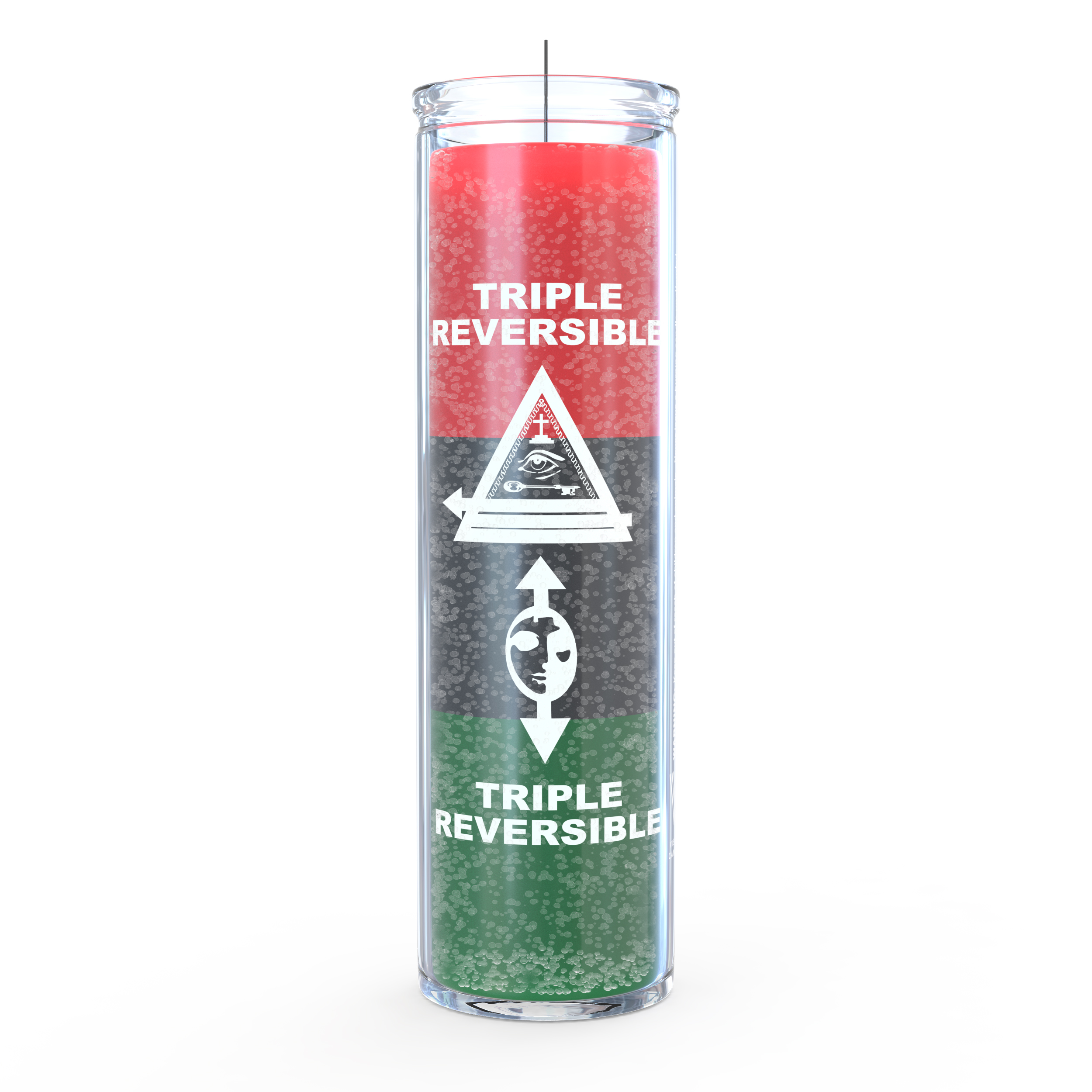 Triple Reversible 7 Day Candle, 3 Color (Red/Black/Green)