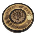 Wood Round Incense & Cone Holder - Tree of Life, Pack/12