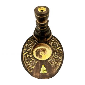 Wood Incense Backflow Cone Burner - Buddha with Vine (Box of 2)