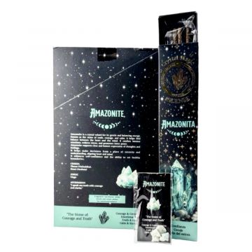 Crystal Magic Amazonite Incense Sticks With Crystals, 7 Sticks + 5 Crystals x 12 Boxes