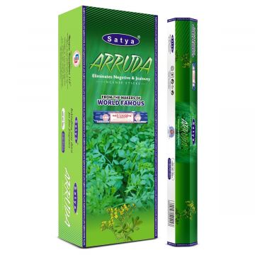 Arruda (Rue) Incense Sticks, Satya Hex Pack - 6 Boxes x 20 Sticks