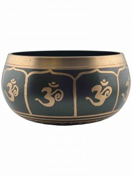 Black Om Tibetan Singing Bowl, Machined, 6"D