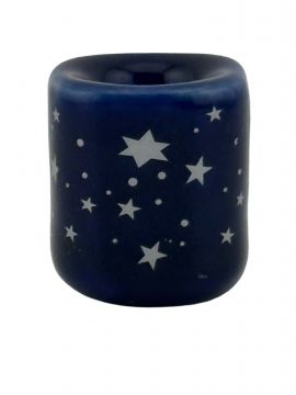 Blue Ceramic with Silver Stars Chime Candle Holder 1/2", Pack of 5