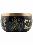 Black Carved Buddha Singing Bowl, Machined, 5.5 "D