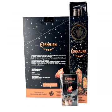 Crystal Magic Carnelian Incense Sticks With Crystals, 7 Sticks + 5 Crystals x 12 Boxes