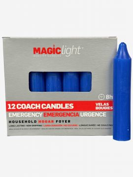 Household / Emergency Coach Candles - Blue, Box/12