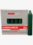 Household / Emergency Coach Candles - Green, Box/12