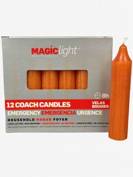 Household / Emergency Coach Candles - Orange, Box/12