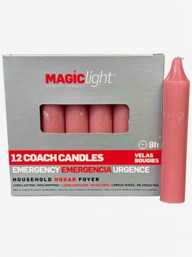 Household / Emergency Coach Candles - Pink, Box/12