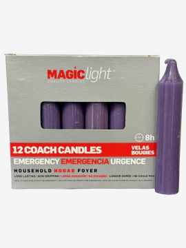 Household / Emergency Coach Candles - Purple, Box/12