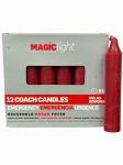 Household / Emergency Coach Candles - Red, Box/12