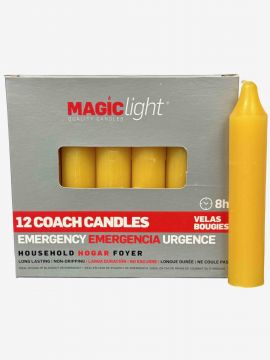 Household / Emergency Coach Candles - Yellow, Box/12