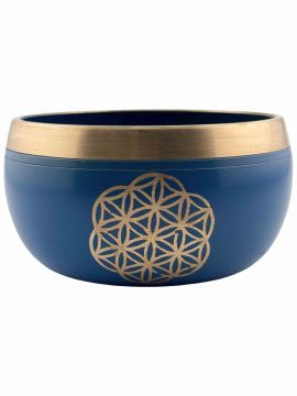 Blue Flower of Life Singing Bowl, Machined, 4"D