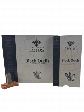 Golden Lotus - Black Oudh Smudge Incense Bricks, 15 Bricks per Box x 12 Boxes