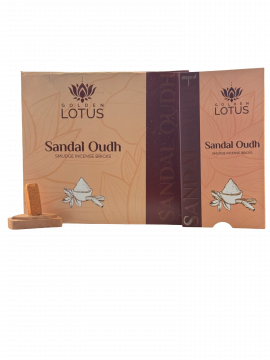 Golden Lotus - Sandal Oudh Smudge Incense Bricks, 15 Bricks per Box x 12 Boxes