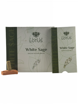Golden Lotus - White Sage Smudge Incense Bricks, 15 Bricks per Box x 12 Boxes