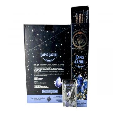 Crystal Magic Lapis Lazuli Incense Sticks With Crystals, 7 Sticks + 5 Crystals x 12 Boxes