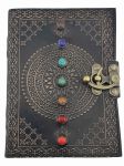 Leather Journal - Mandala with 7 Stones 5x7