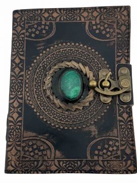 Leather Journal - Mandala with Stone 5x7