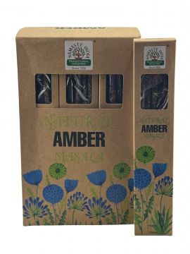 Natural Amber Smudge Incense Sticks, Namaste India - 30 Gram (12 Boxes of 8 Sticks)