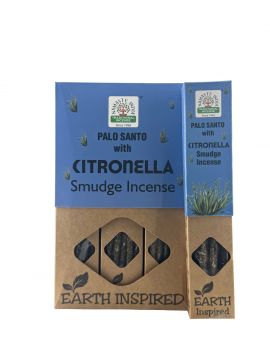Palo Santo w/Citronella Smudge Incense Sticks, Namaste India - 30 Gram (12 Boxes of Approx 8 Sticks)
