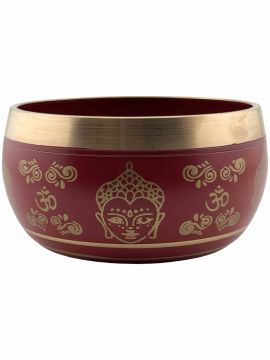 Red Buddha and OM Singing Bowl, Machined, 4"D