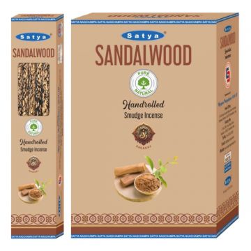 Sandalwood Satya Handrolled Smudge Incense Sticks, 9 Sticks x 12 Boxes