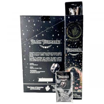 Crystal Magic Black Tourmaline Incense Sticks With Crystals, 7 Sticks + 5 Crystals x 12 Boxes
