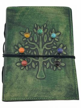 Leather Journal - Tree of Life with Stones 5x7