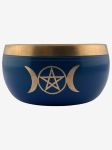 Triple Moon with Pentacle Singing Bowl, Machined, 4"D