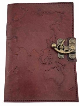 Leather Journal - World Map 6x8
