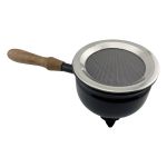 Iron Burner with Wood Handle & Steel Mesh, 4"D, Each