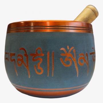 Blue/Orange Singing Bowl, Aluminum, 5"D