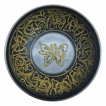 Butterfly Black Singing Bowl, Aluminum, 7"D