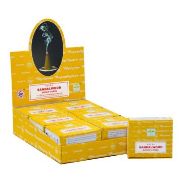 Sandal Wood Incense Cones, Satya Sai Baba, Display Box 12 packs of 12 cones