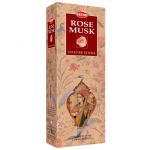 Rose Musk Incense Sticks, HEM Hex Pack - 6 Boxes x 20 Sticks