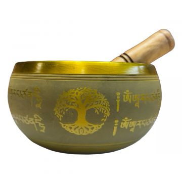 Tree of Life Yellow Singing Bowl, Aluminum, 5"D
