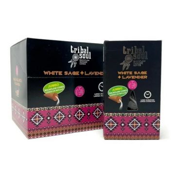 Tribal Soul White Sage & Lavender Backflow Incense Cones, 12 Boxes x 10 Cones