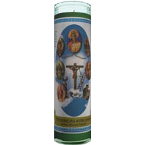 7 African Powers Labeled 7 Day Candle, Green
