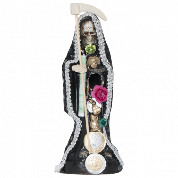 6-7" Santa Muerte Fixed Dressed Statue, Black