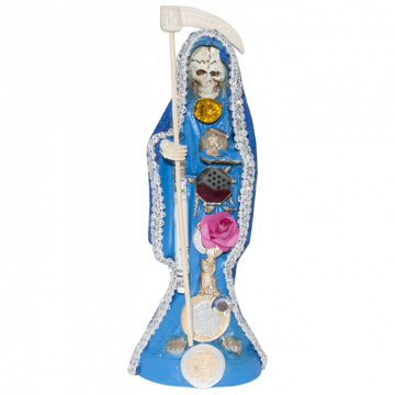 8" Santa Muerte Fixed Dressed, Blue