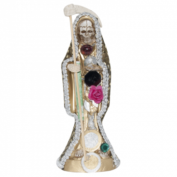 8" Santa Muerte Fixed Dressed, Gold