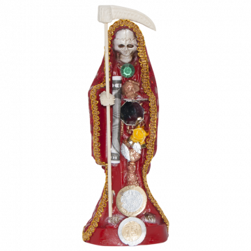8" Santa Muerte Fixed Dressed, Red