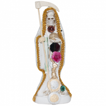 6-7" Santa Muerte Fixed Dressed Statue, White