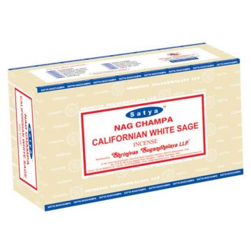California White Sage Incense Sticks 15 Gram, Satya  (12 Boxes of 15 Sticks = 180 Sticks)
