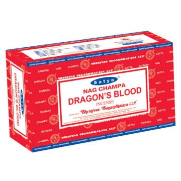 Dragons Blood Incense Sticks 15 Gram, Satya  (12 Boxes of 15 Sticks = 180 Sticks)