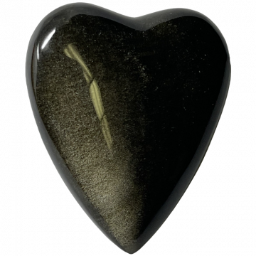Obsidian Polished Heart Stone 1-1/2" x 1-1/2", Gold Sheen, Each