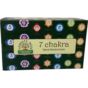 7 Chakra Incense Sticks, Namaste India - 15 Gram (12 Boxes of 15 Sticks = 180 Sticks)