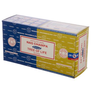 Nag Champa + Tree of Life Incense Sticks 15 Gram, Satya  (12 Boxes of 15 Sticks = 180 Sticks)