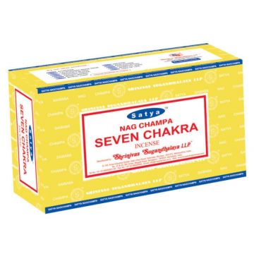 Seven Chakra Incense Sticks 15 Gram, Satya  (12 Boxes of 15 Sticks = 180 Sticks)